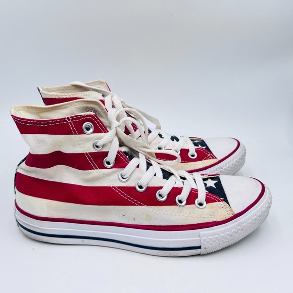 Vintage Converse size Woman 8.5 Chuck Taylor All Star High Top, American Flag - Picture 7 of 10
